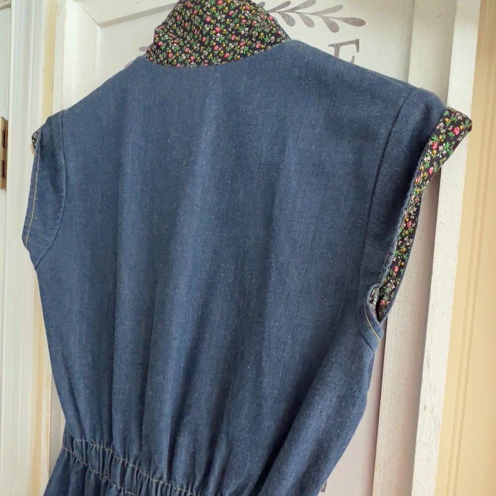 Vintage 70s Denim Midi Dress Union Label vintage size 13 - Picture 8 of 9
